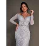 VESTIDO DE NOIVA DESIRÊ LONGO C/ CAPA SOB NUMERAÇÃO