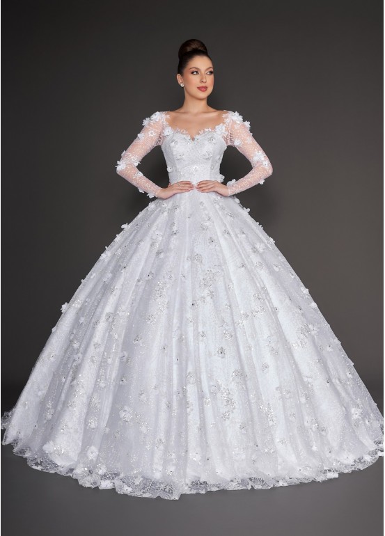 VESTIDO DE NOIVA BELLA LONGO SOB NUMERAÇÃO