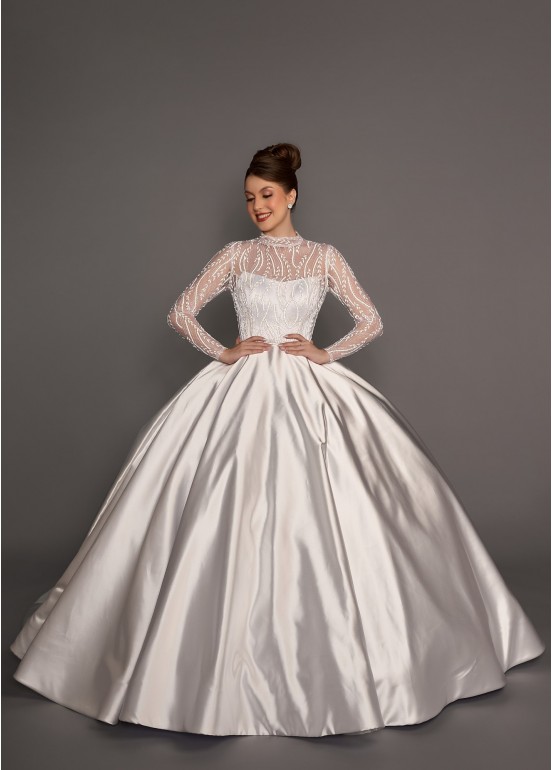 VESTIDO DE NOIVA LEONOR LONGO SOB NUMERAÇÃO