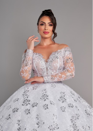 VESTIDO DE NOIVA VIRGINIA LONGO SOB NUMERAÇÃO